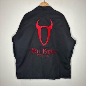 Men’s Hell Razor Cycles Canvas Black Softwear Work Jacket Size XL Quilt Lined